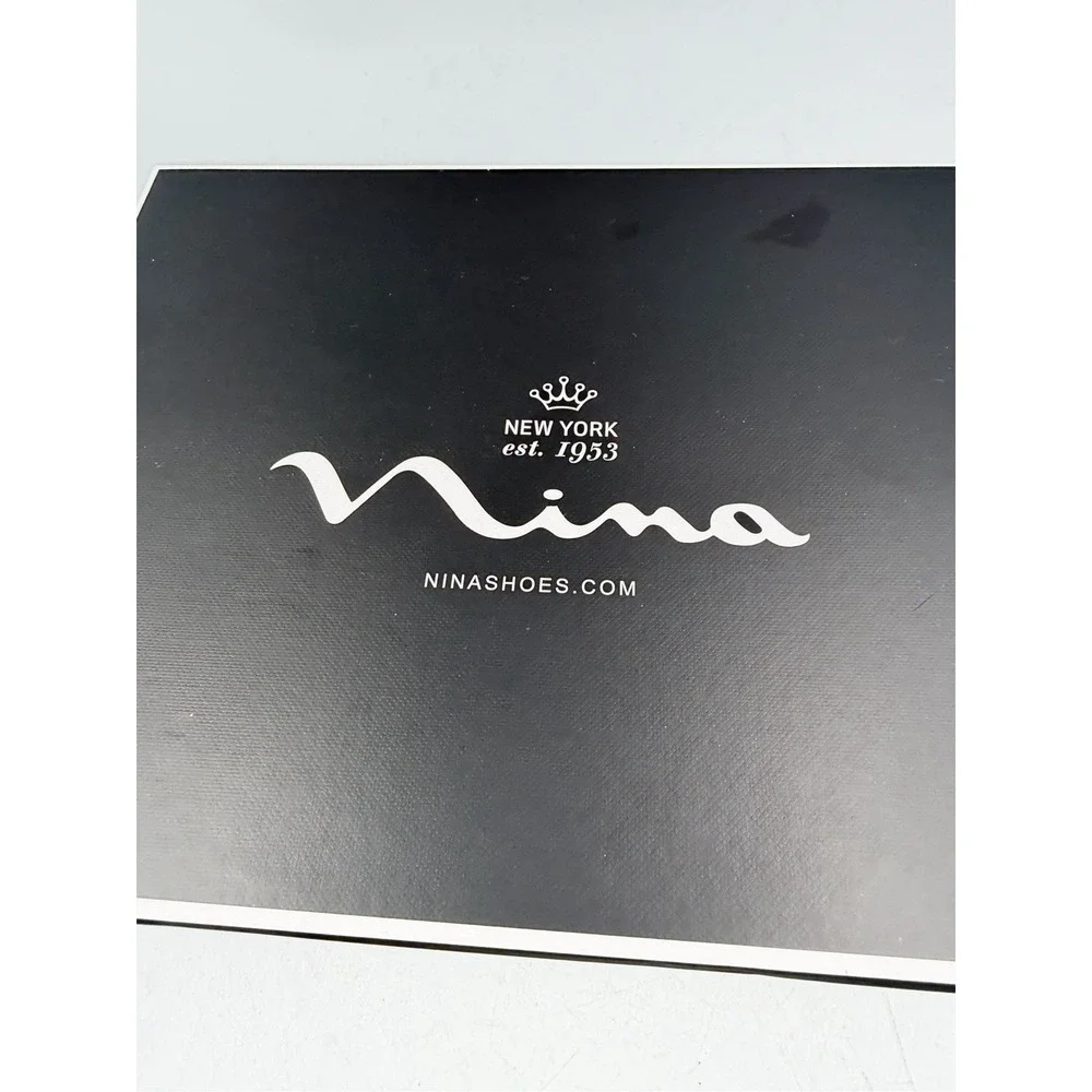 New With Box Nina Gold Strappy Sandals with Rhinestone Accents Size 7.5 M